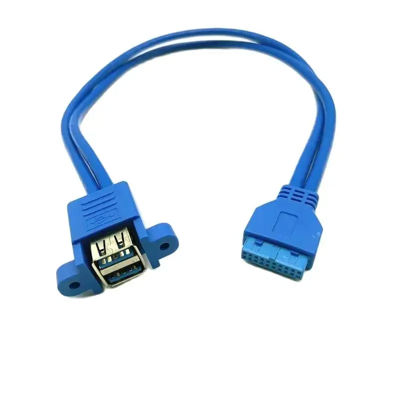 5Gbps Stackable USB 3.0 Female Panel Type to Motherboard 20Pin Header Cable Dual Ports 30cm/50cm Cable