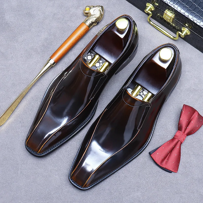 Men's Slip On Loafers Genuine Leather Formal Dress Shoes for Men Business Casual Luxury Design Footwear for Office Wedding Party