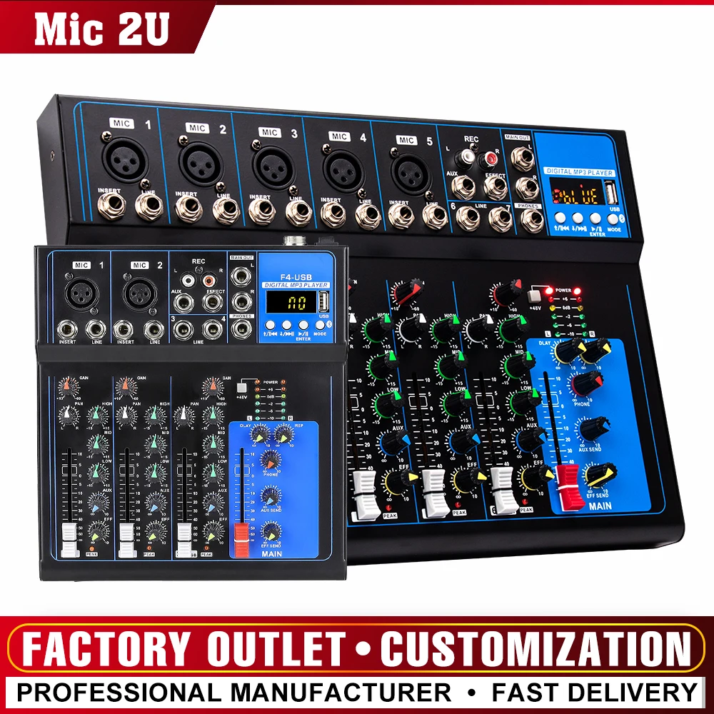 7 channel mixer F7 Bluetooth USB reverb Home F4 KTV stage performance live network song karaoke 4 channel mixing sound table