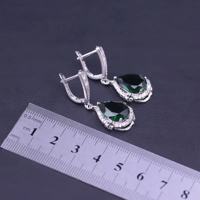 big sale water drop gren store white zircon silver 925 costume jewelry for women drop earrings ring necklace net