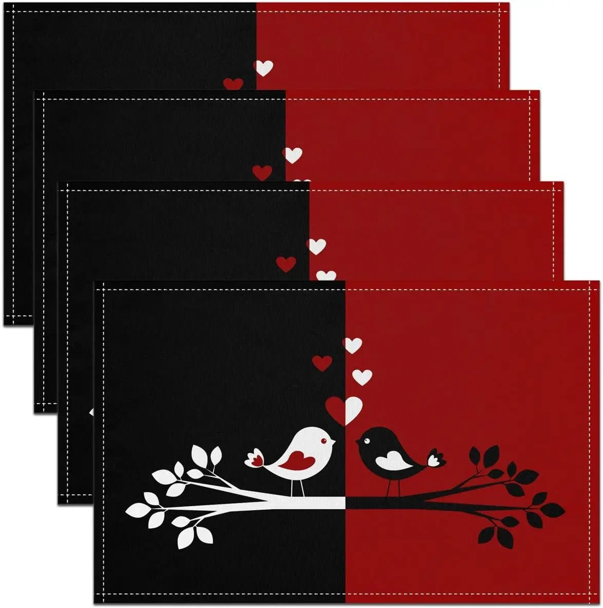 

Couples Birds Placemats 12x18 Valentine's Day Place Mats for Women Adult Teens Couples Branches Cute Animal Table Mats Placemats