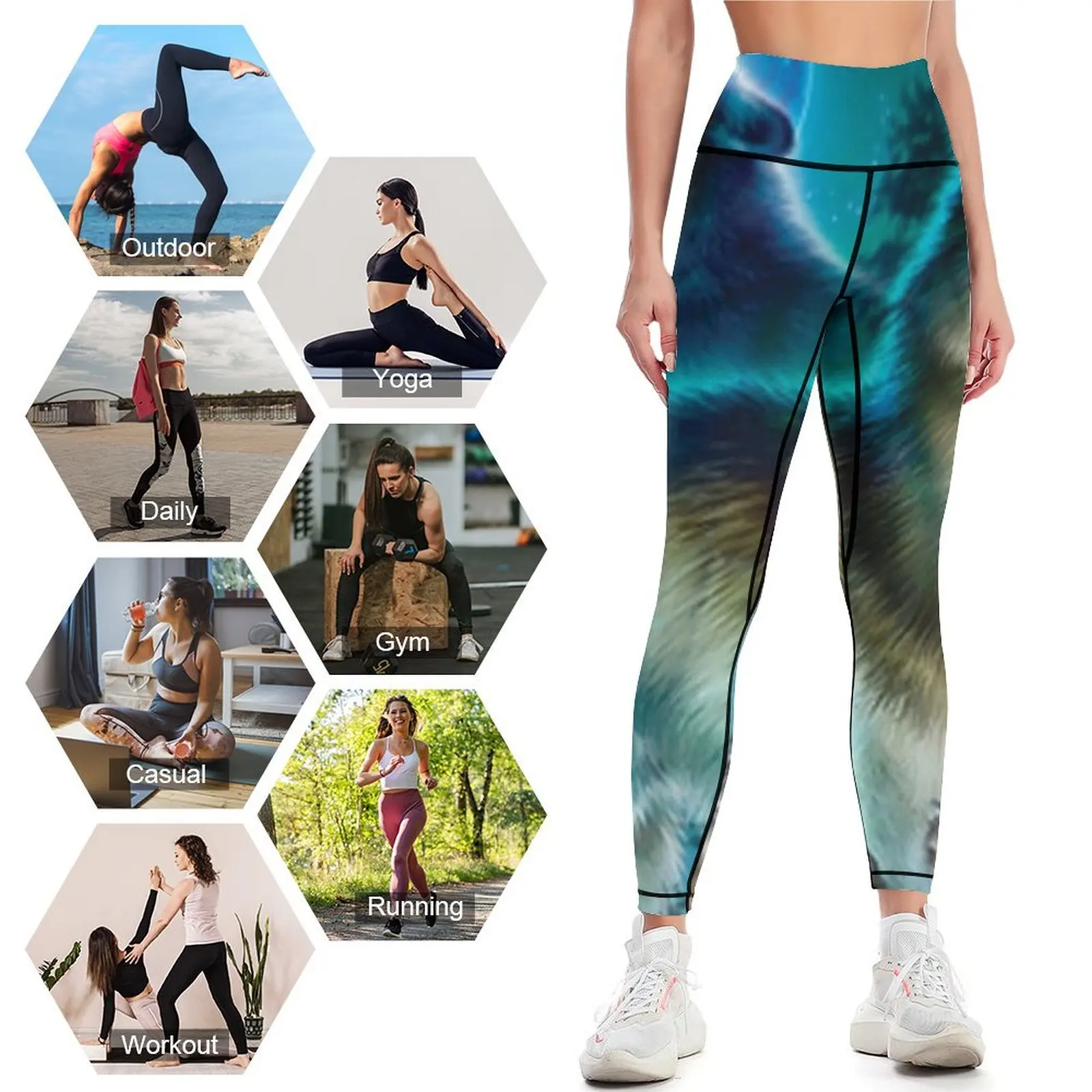 Wolf heult in Mondlicht Leggings Leggi nghose hebt Hintern Jogging hose eng anliegende Frau Damen Leggings