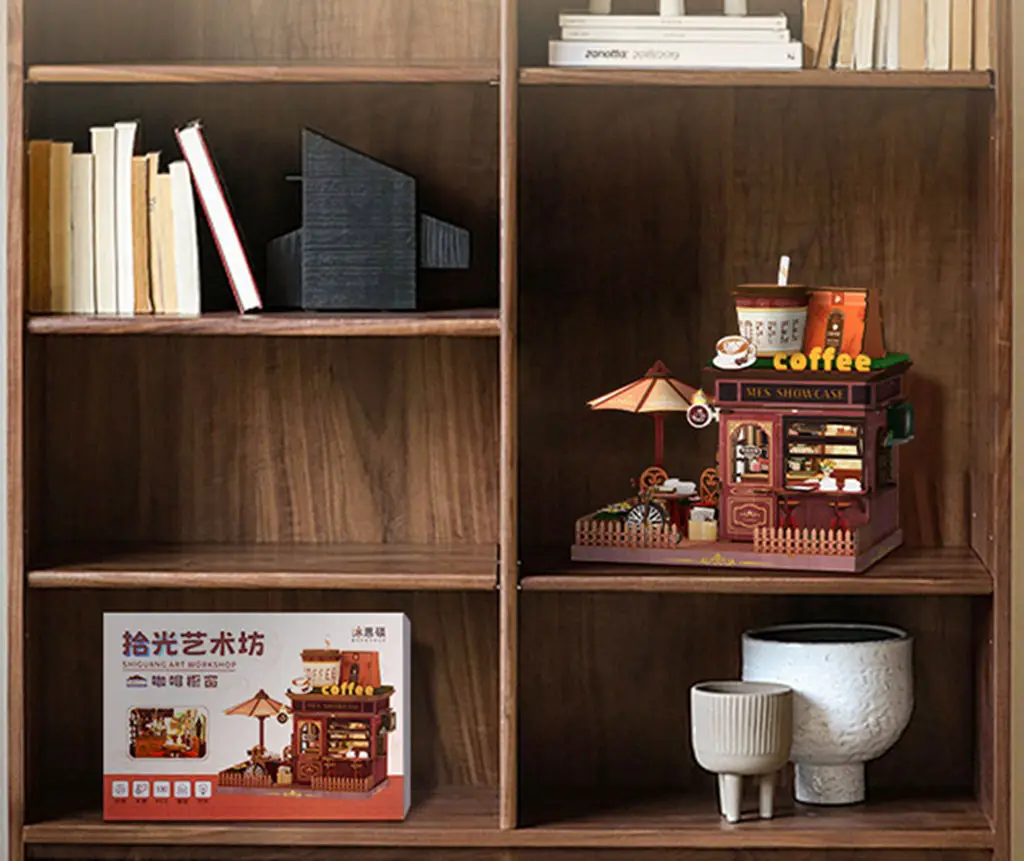 Carillon per vetrina per caffetteria - Carillon per mini casa assemblato a mano fai-da-te, squisito regalo di compleanno per ragazze