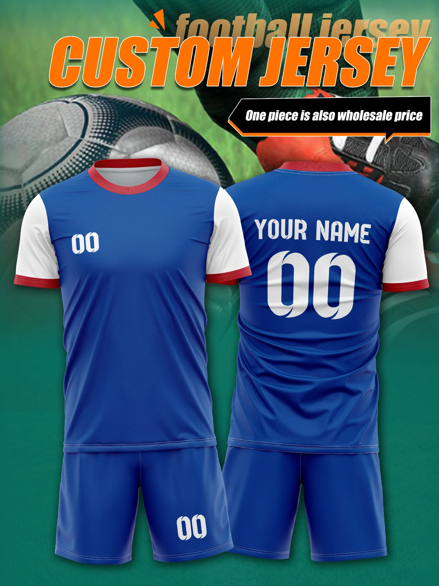 

Футбольная майка с индивидуальным изображением, номером и именем, устойчивая к скатыванию, долговечная, для повседневной носки