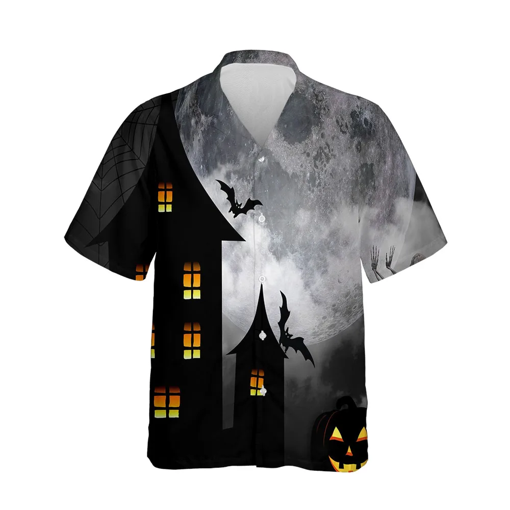 

Jumeast 3D Halloween Festival Clothing Blouses Fashion Casual Mens Hawaiian Shirt Short Sleeve Streetwear Oversized Men Shirt