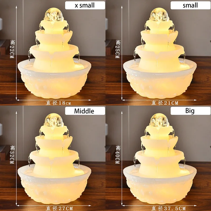 Imitation Resin Small Fountain Home Decor Ornaments Plug-in Electric Crystal Ball Spinning Circulating Water Wheel Figurines