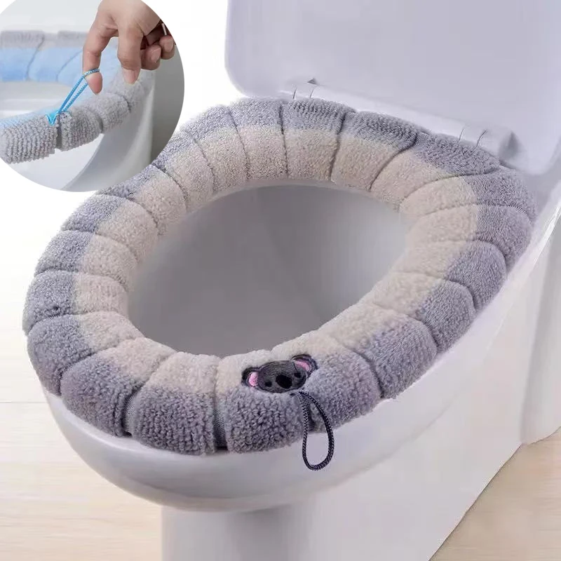 

Портативный вязаный коврик для унитаза, утолщенный моющийся теплый чехол для унитаза, утолщенный вязаный O-образный универсальный чехол для сиденья для приучения к унитазу