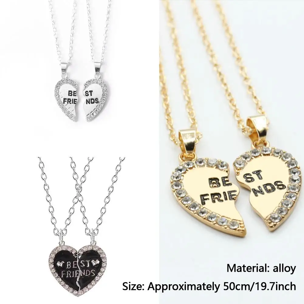 2 Pcs/set Love English Pendant Alloy Ornaments Fashion Best Friends Heart Necklace Good Friends Choker Statement Necklace