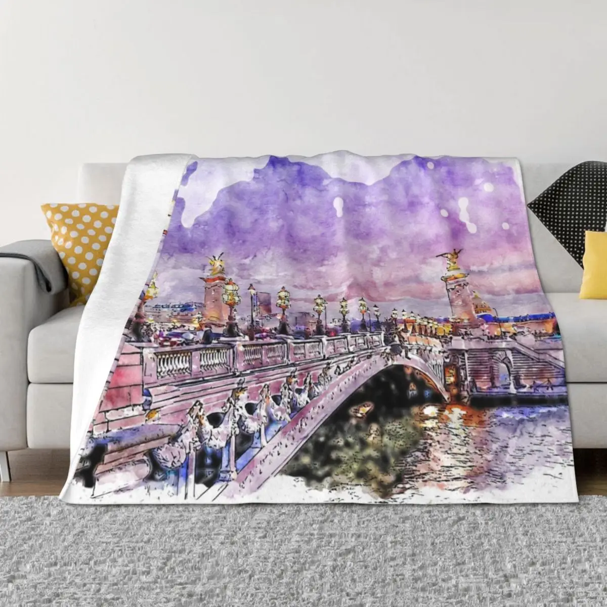 

Paris Panorama Throw Blanket Flannels bed plaid Thermals For Travel Blankets