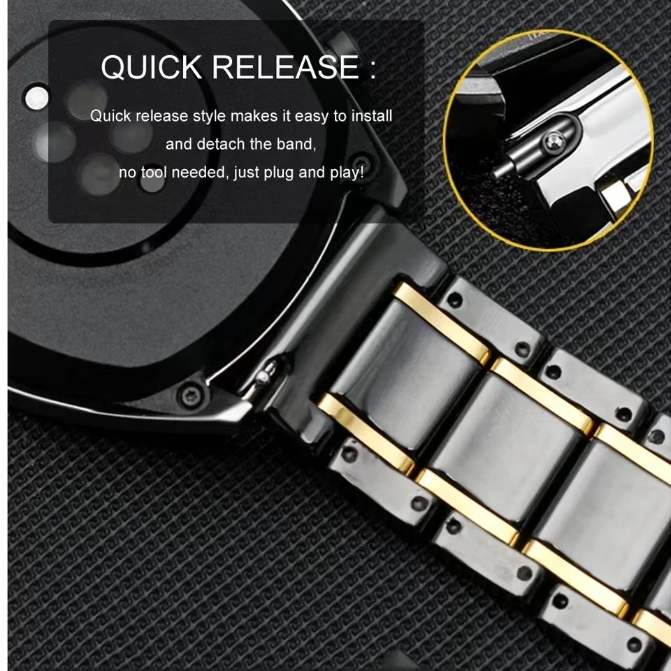 Ceramic Stainless Steel Band For Samsung Galaxy Watch Classic 4 5 Pro 40 44 45mm Gear Sport For Huawei GT 2 3 PRO 46mm Bracelet