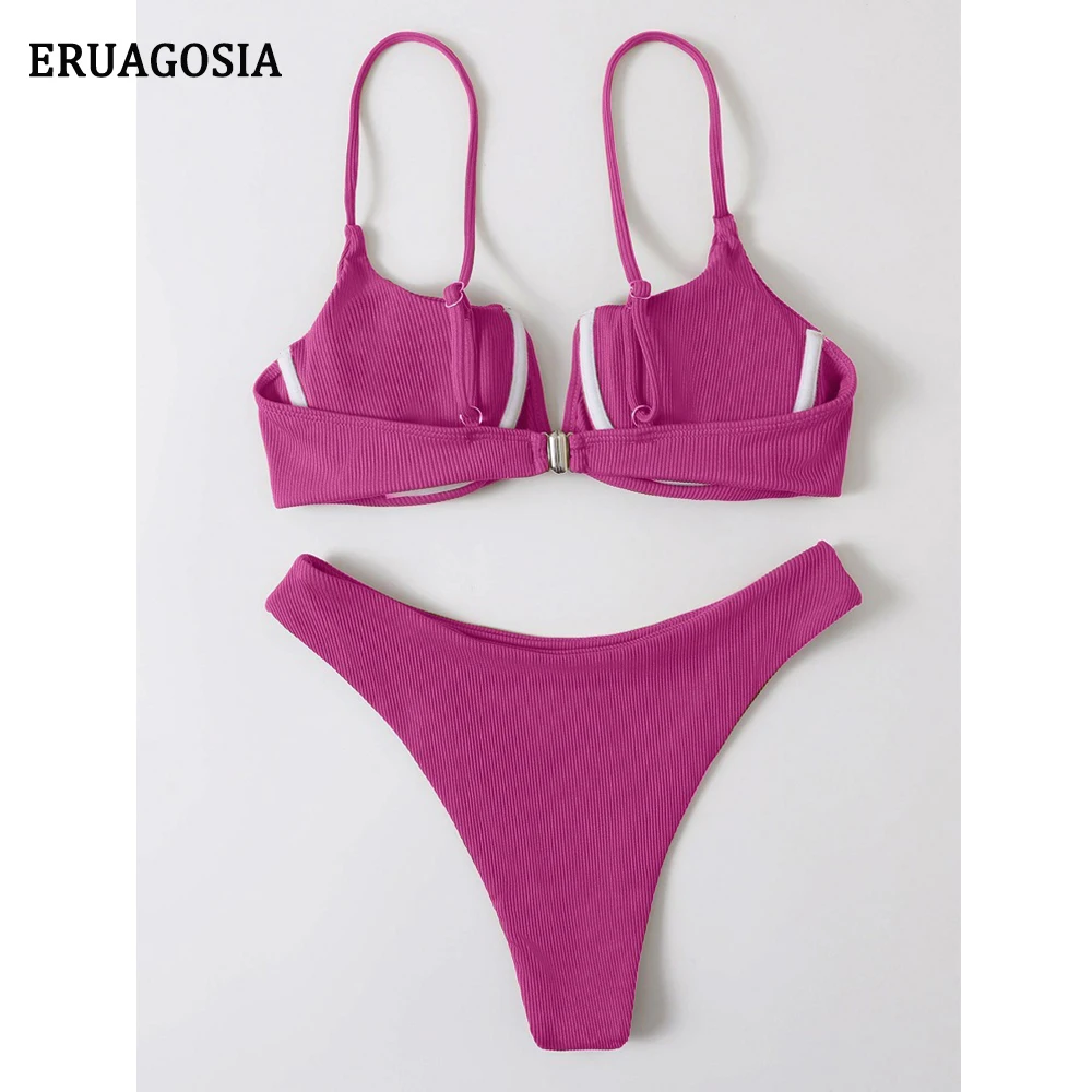 Ribbed Brazilian Bikini Set for Women, Push Up Bikinis, Swimwear, Female Bathing Suit, Sexy Beach Wear, Summer