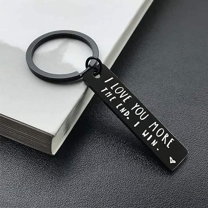 Creative Slogan Metal Keychain, Stainless Steel Key Ring with Long Bar Pendant for Car Keys, Cute Fashion Accessory for Men and Women, Perfect Valentine's Day Gift and Keychain for Bags