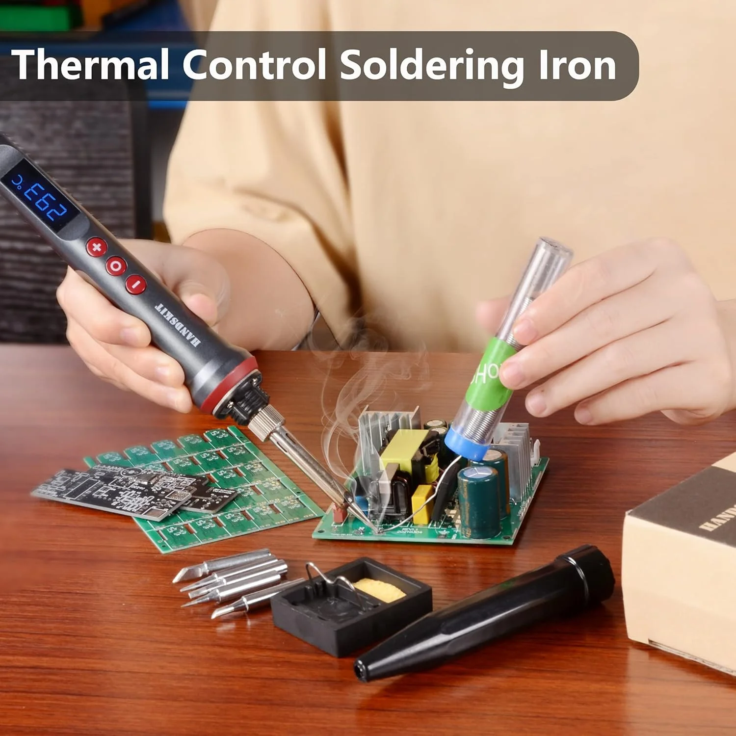 Fer à souder numérique portable 200W, température réglable, arrêt automatique, fer à souder de précision pour la réparation électronique de circuits imprimés et la soudure domestique