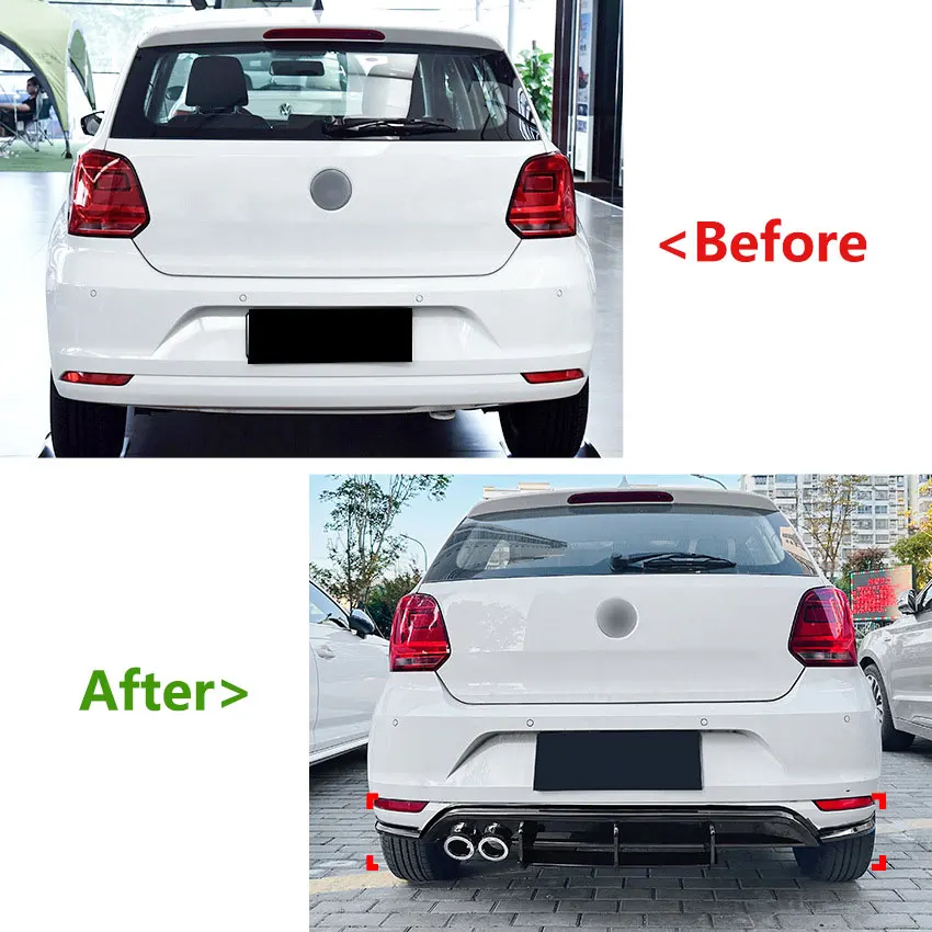 Car Rear Bumper Rear Lip For VW Polo MK5 6R 2009-2014 Tail Lip  Spoiler Splitter Exterior Protector Body Decoration Modification