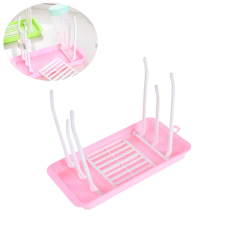 

Baby Bottle Drying Rack Foldable Bottle Nipples Cups Countertop Dryer Rack Holder for Baby Toddler Infants (Pink)