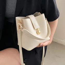 Fashionable Women's Handle Bucket Bags High Quality Textured Pu Leather Shoulder Bag Versatile Ladies Crossbody Bag