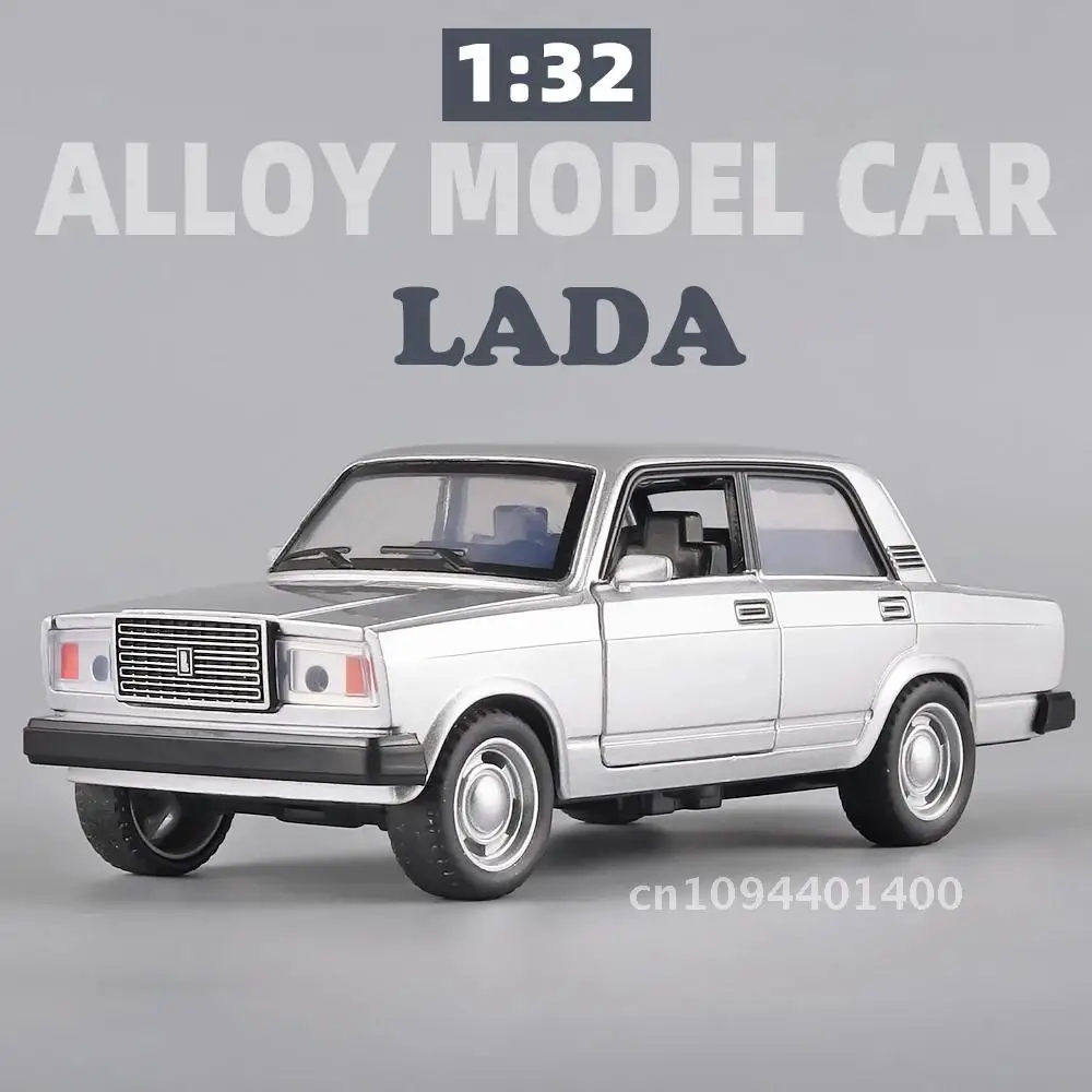 러시아 LADA 2107 다이캐스트 모델 자동차, 금속 자동차, 어린이 소년 선물 장난감, 문짝, 풀 백 기능, 음악, 조명, 14.3cm