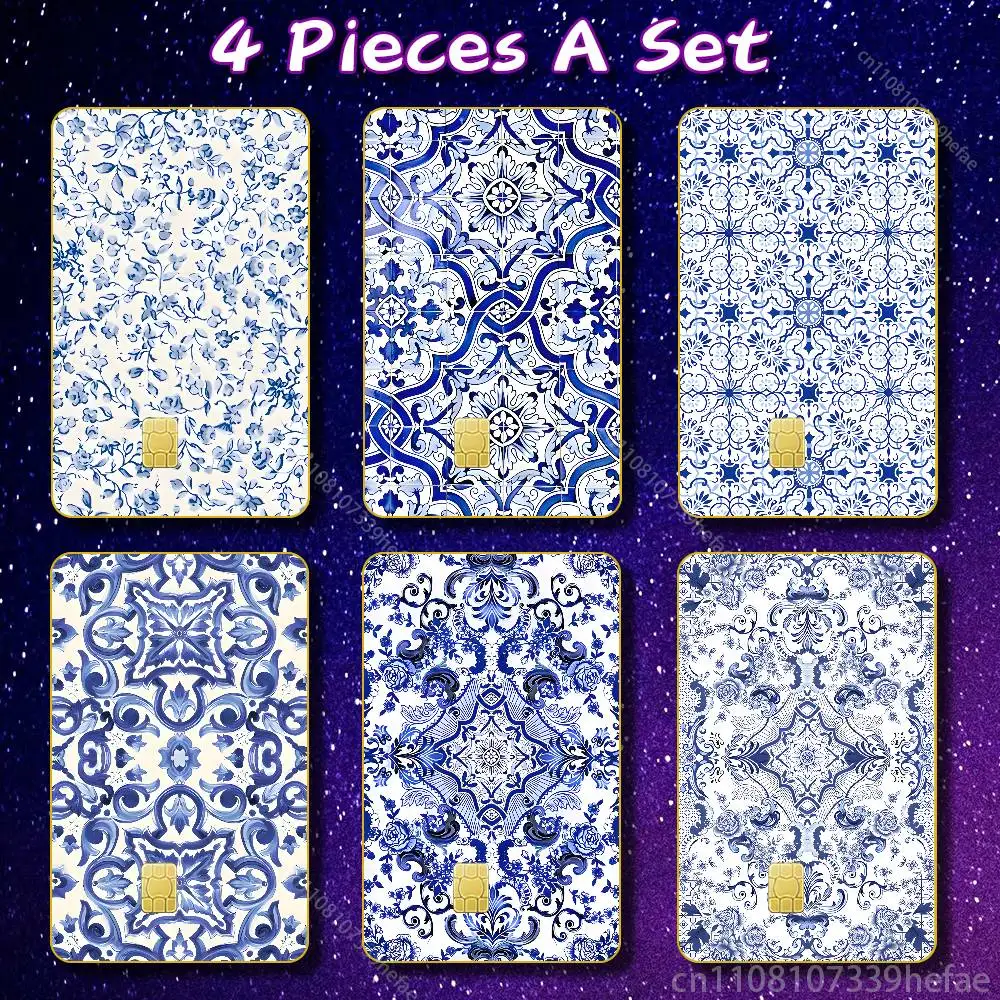 

blue and white china pattern Skin HD Stickers Game Card Decal Scratch-resistant For Credit Debit Card Small Large Chip