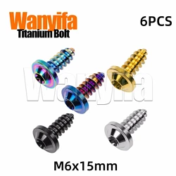 Wanyifa Titanium Bolts M6x15mm Self-Tapping Button Torx Screws for MTB Retrofit Accessories 6Pcs