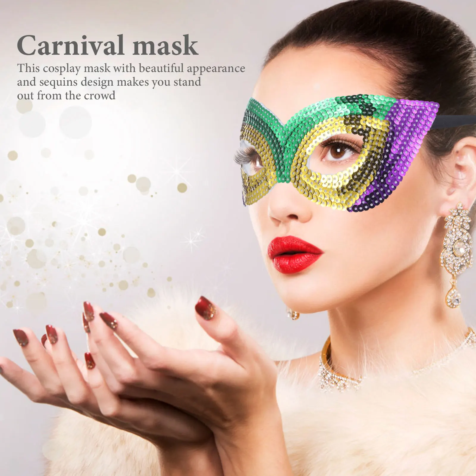 6 個スパンコールマスクカーニバル仮装装飾ボール衣装女性ハロウィン仮装小道具パーティーアクセサリー