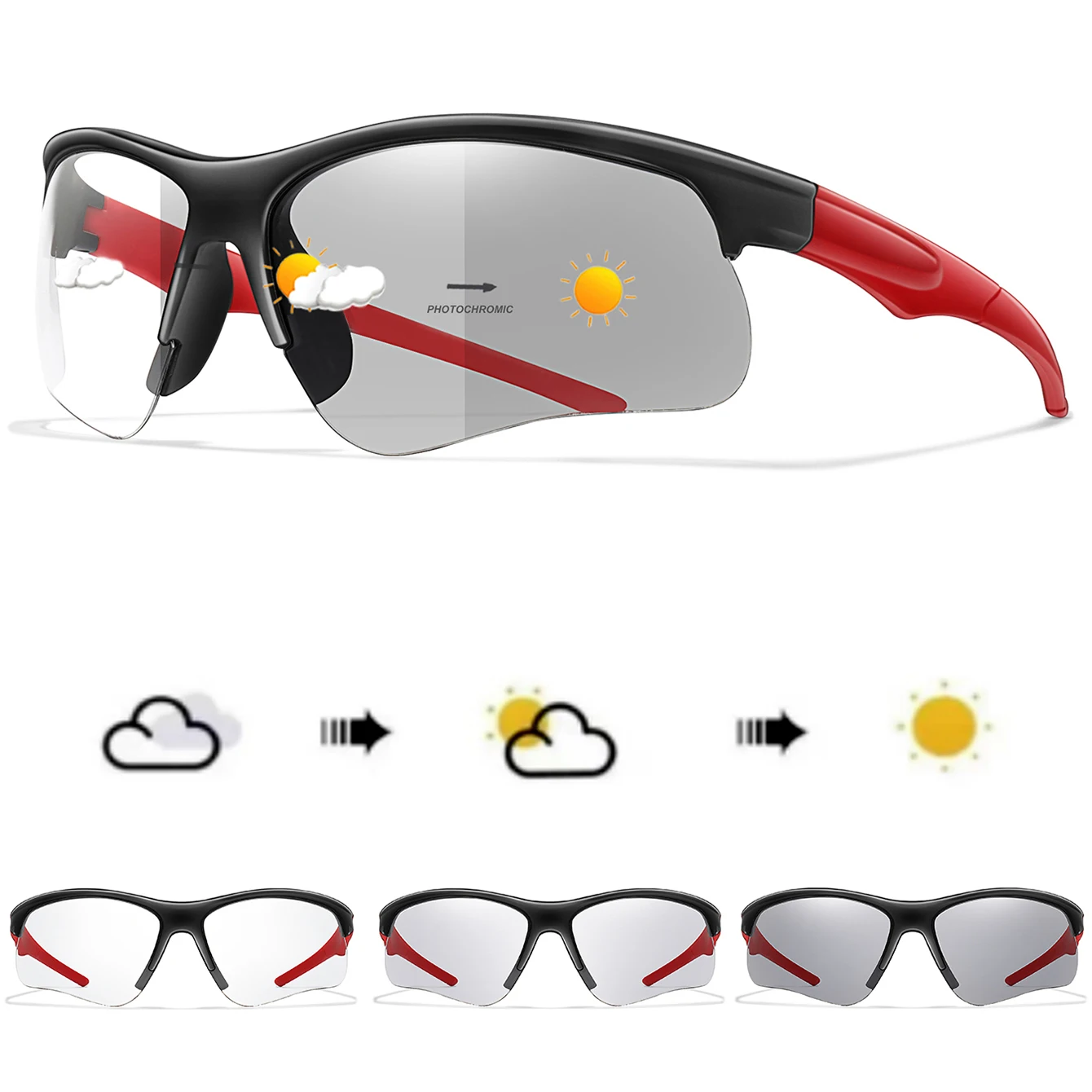 Trendy Stil Photochrome Sonnenbrille Für Männer Frauen Outdoor Mtb Fahrrad Radfahren Laufen Brillen Sport Fahrrad Winddicht Brille