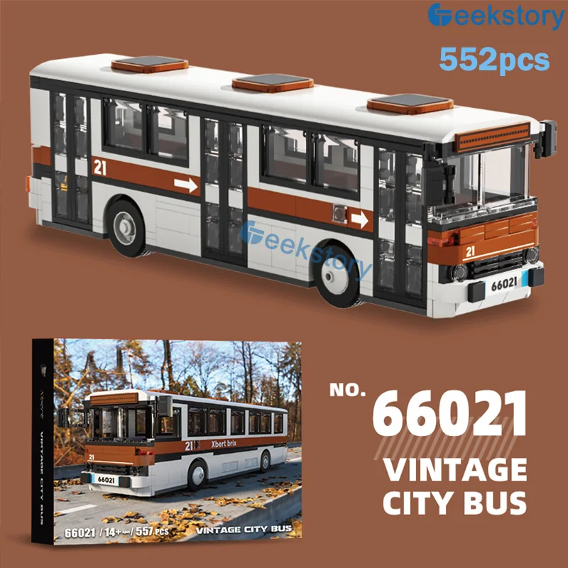

New 552pcs Vintage Bus Model Building Blocks Set Boys Assembled 66021 Bus Toys Collection Ornaments MOC Small Bricks DIY Gifts
