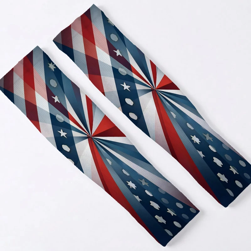 1Pair Unisex Ice Sleeve Arm Cover American Flag Pattern Stars And Stripes Design Vibrant Colors American Flag Pattern