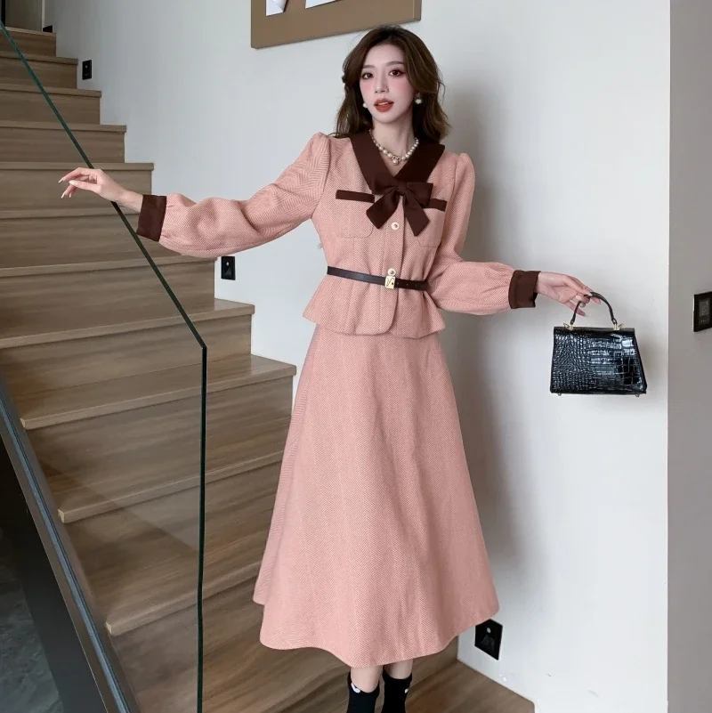 UNXX 2023 Autumn/winter New Tweed-inspired Set, French Sophisticated Elegant Blazer + Skirt Two-piece Outfit High Quality Trendy