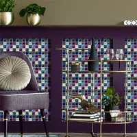 10pcs Iridescent Mosaic Peel and Stick Tile Stickers Self-Adhesive 3D Wall Decals for Kitchen Bathroom Backsplash Easy to Cut 6