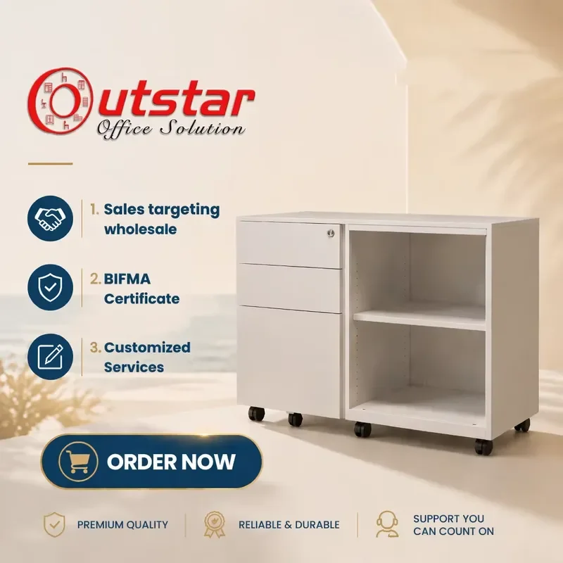 3 Drawer Steel Mobile Filing Cabinet with Rolling Doors for Office Storage Combined Metal File Organizer Unit Office Steel