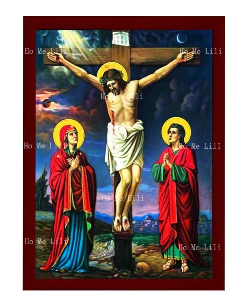 The Crucifixion Icon Jesus Christ Holy Cross Greek Orthodox Icon Byzantine Art Wall Hanging Icon Religious Gift