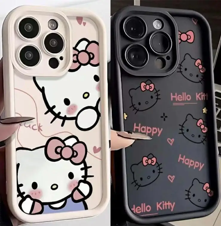 Sanrio Ins Hello Kitty Phone Case For Samsung Galaxy A55 A35 A34 5G A54 A32 A14 A13 S24 Ultra S22 Note 20 Cover Funda