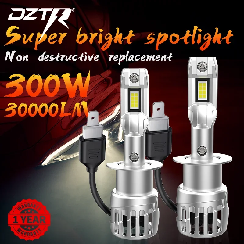 

DZTR 2025 Upgraded H1 LED Headlamp Bulbs 6000K White Canbus No Flickering For Car High Low Beam Turbo H1 Headlight 30000LM 12V