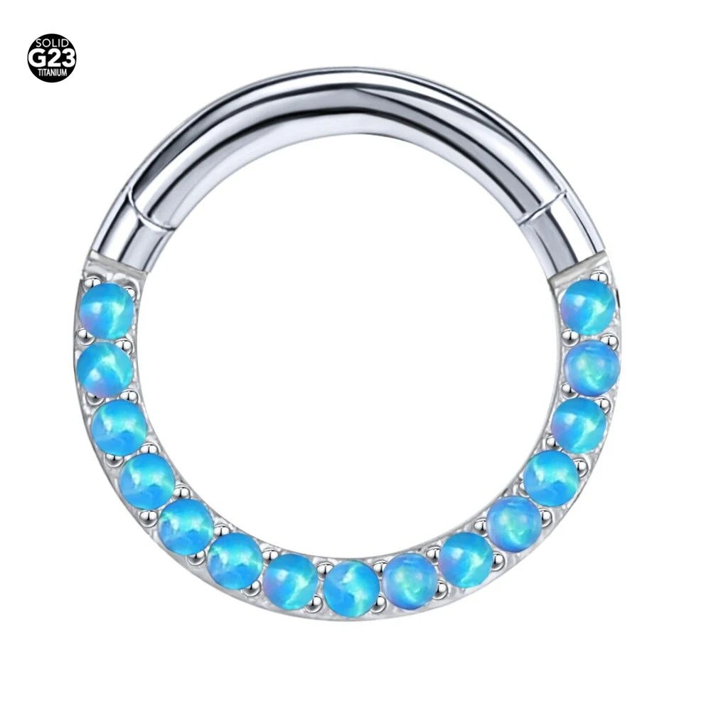 New Titanium Septum Piercing Nose Ring 8-10mm Opal Hinged Segment Clicker Ear Cartilage Earrings Helix Lip Piercing Body Jewelry