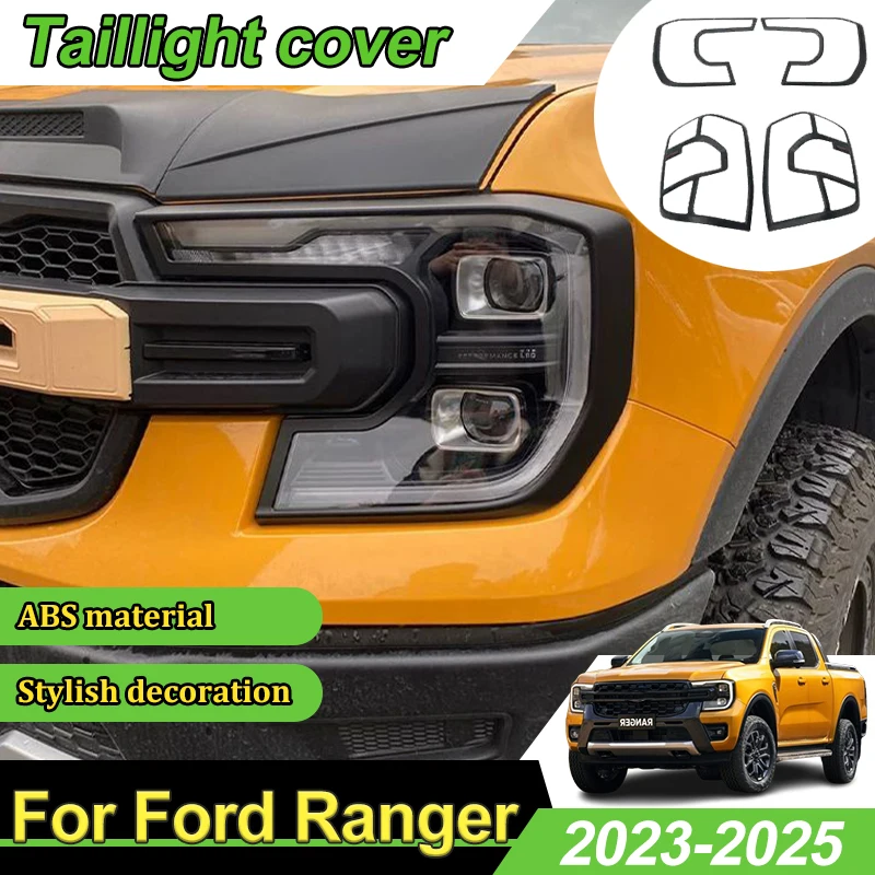 

Head Light Lamp Covers For Ford Ranger T9 T6 MK2 Raptor 2023-2025 Modified hood trim Trim Taillights Cover Guard Car Accessories