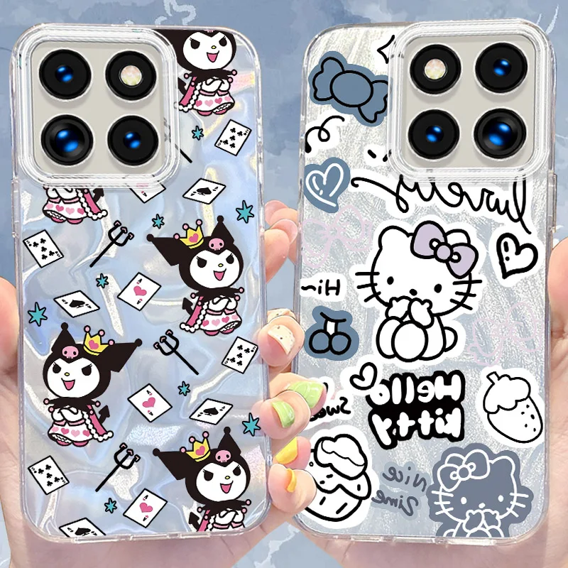 Sanrio Hello Kitty Kuromi Reflective Case for Xiaomi 13T Pro 11 Lite 11i POCO X6 X5 X3 NFC M6 5G M4 M3 M2 F6 F5 F3 C61 4G Cover