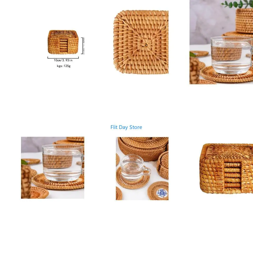 F92C User Friendly Handwoven Coasters Set of 1Pc/6 Piece Heatproof Kitchen Decoration For Cups And Dishes