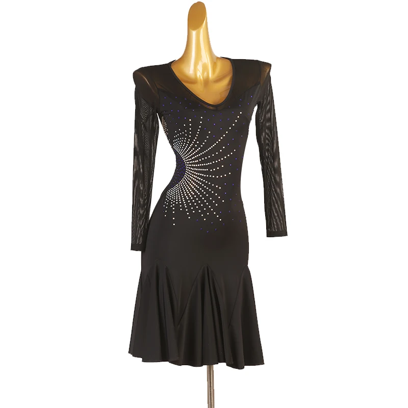 

Latin Dance Dress With Adult Diamond Embellishments Performs In Competition Attire Rumba Samba New Product