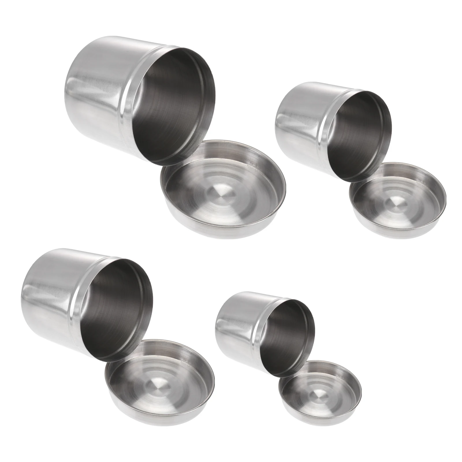 

4pcs Ointment Can Disinfection Container Sterilization Jar Stainless Steel Cotton Ball Jar for Clinics Salons Gauze Dressings