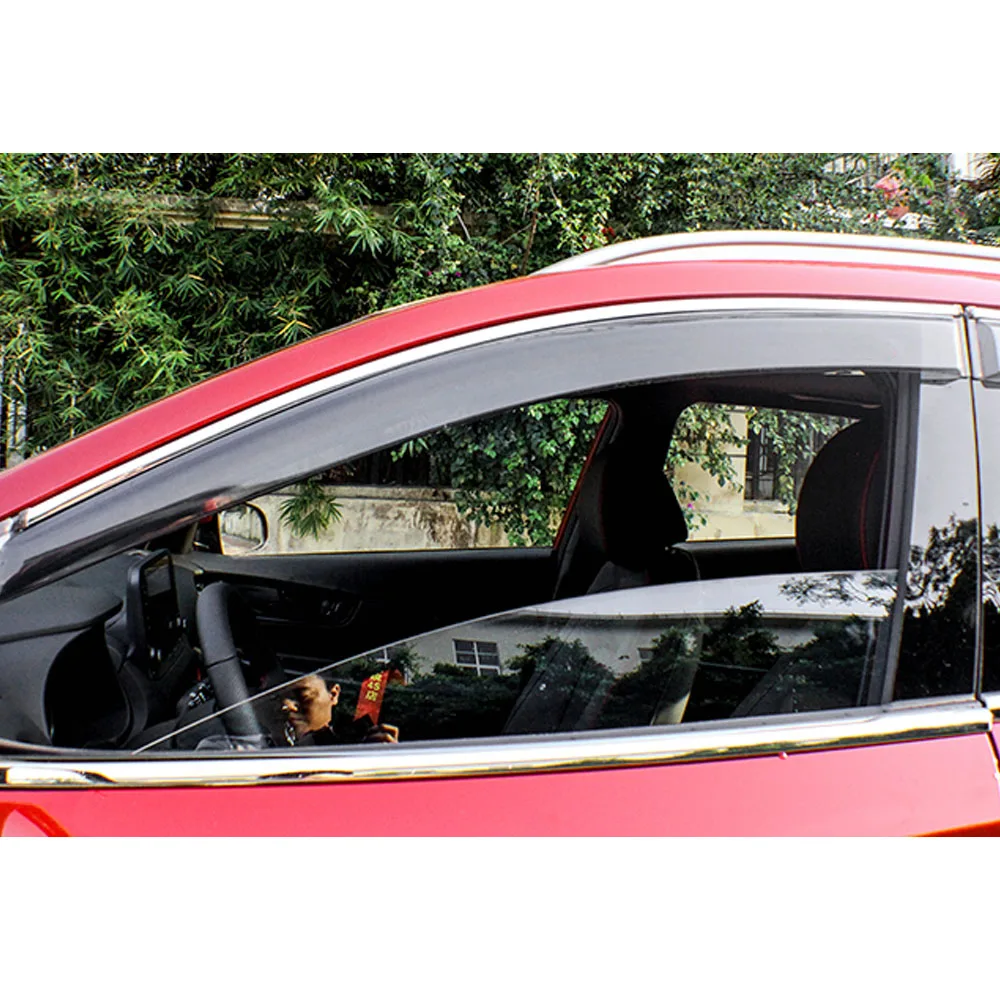 Car Plastic Window Glass Wind Visor Rain Sun Guard Vent Word Frame Lamp For Hyundai Kona Encino Kauai 2017 2018 2019 2020 2021