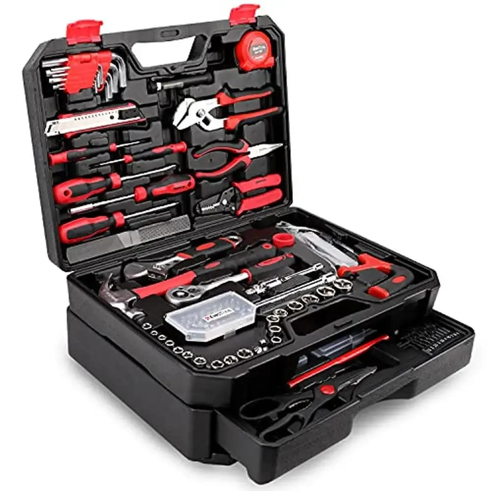 

325-Piece Home Repair Tool Kit with Drawer Storage Case Steel Toolbox Set with High Quality TPR Handles General Household