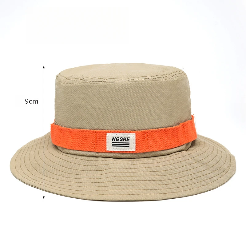 Unisex Bucket Hat Colorful Strap Adjustable Folding with Windproof Cord Breathable Polyester Wide Brim Cap for Spring and Summer