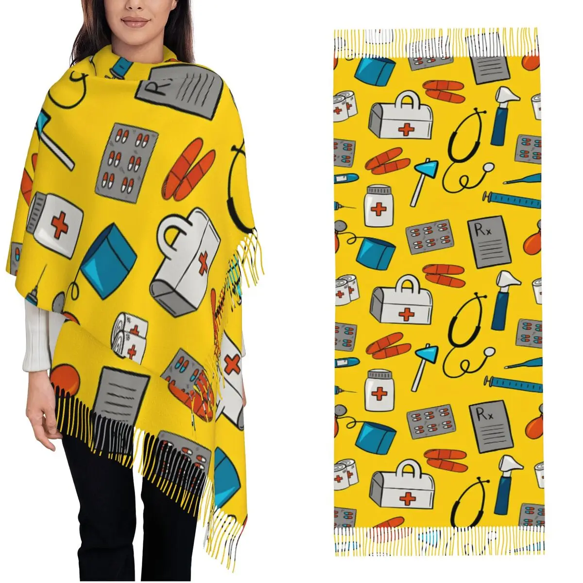 

Warm Scarf Winter Medical Equipment Pattern Shawls and Wrap New Design Bufanda Ladies Retro Large Scarves