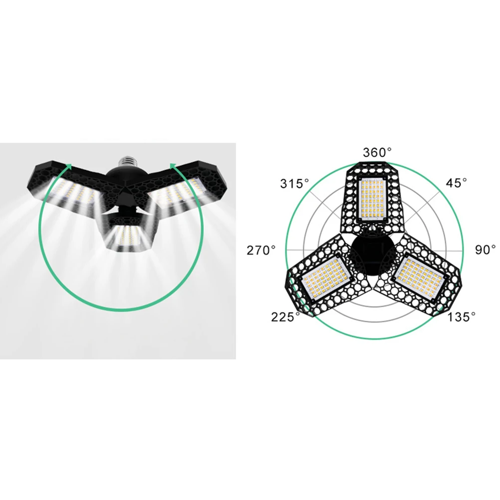 

Energy-Saving E27 Garage Light Folding Deformation Lamp Bright Ceiling Light for Workshop and Warehouse