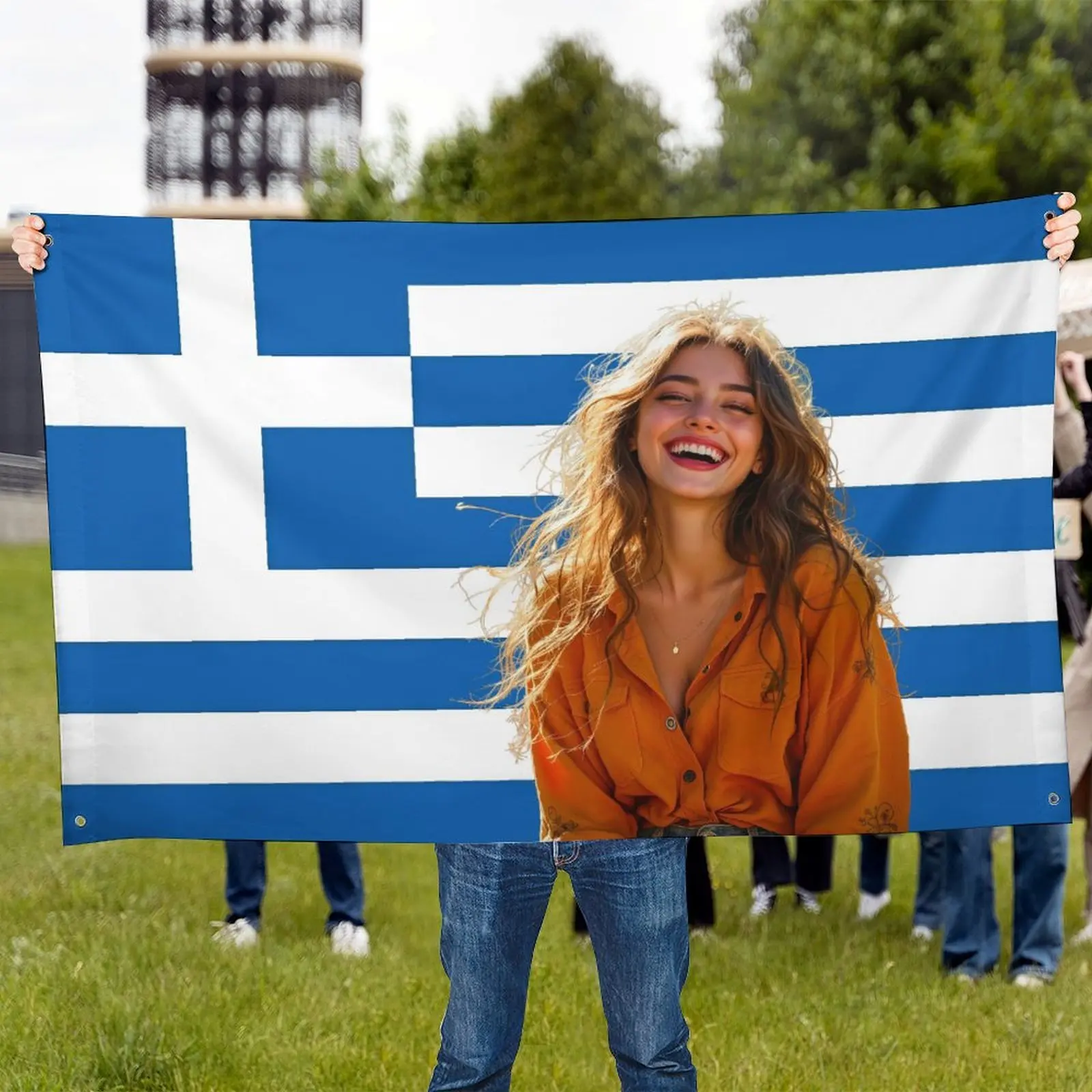 Custom Greece Flag Banner Personalized Photo Tapestry Funny Fan Soccer Gift Room Party Decor Outdoor Durable Polyester 4 Eyelets