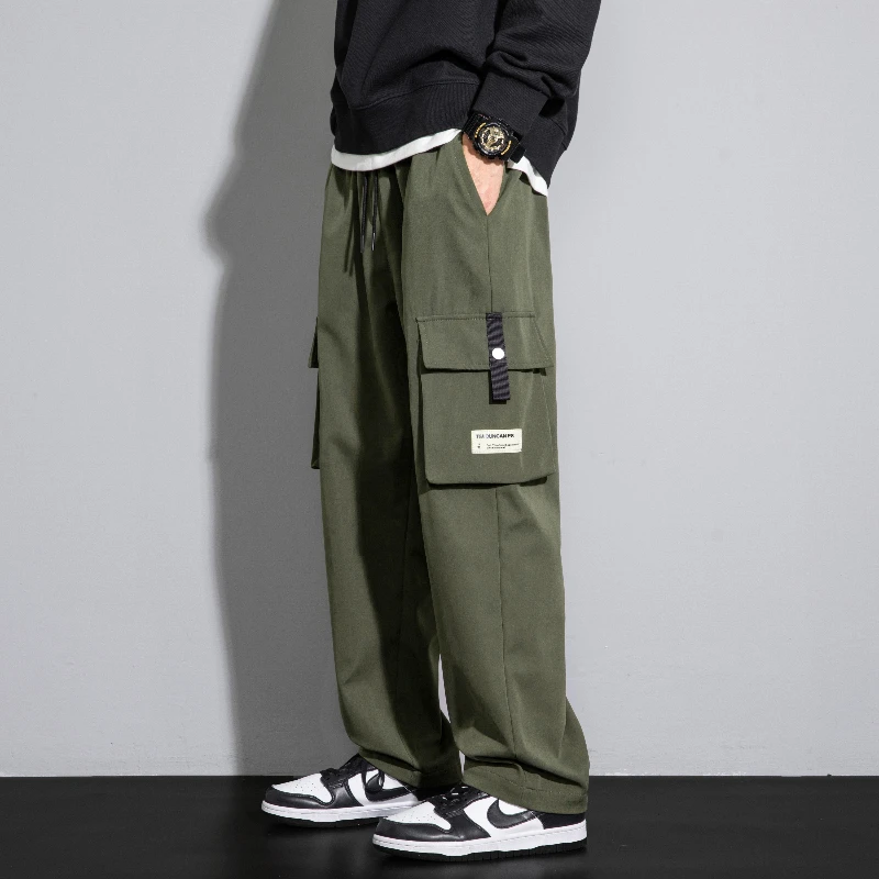 

Men Cargo Pants Straight Fit Wide Leg Fleece Lined Trouser Men Winter Baggy Large Plus Size M-8XL Warm Streetwear Joggers Men