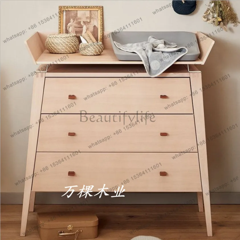Zj. Custom bedroom care table simple solid wood three-drawer storage cabinet