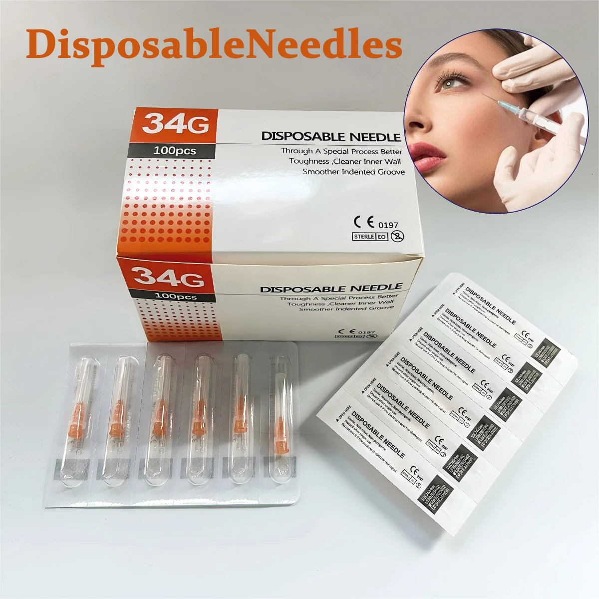 18G 25G 27G 29G 34G 33G 32G 31G 30G  Painless Small Superfine Beauty Needle Disposable Injection Piercing Needles 10pcs-100pcs