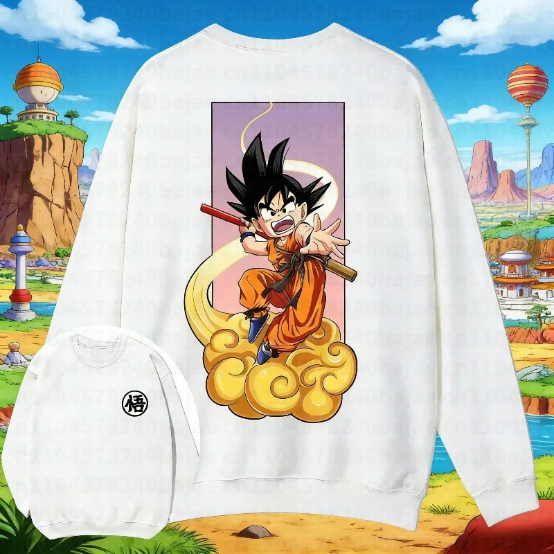 Sudadera Dragon Ball 2026 para Hombre, Sudadera con Capucha de Anime Son Goku, Sudadera con Capucha de Cuello Redondo para Niños, Primavera y Otoño, Conjunto para Padres e Hijos