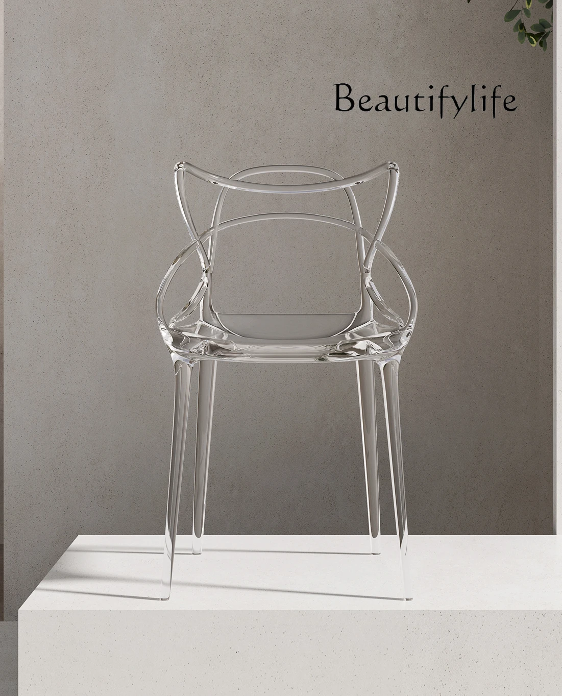 Modern Light Luxury Acrylic Dining Chair High-Grade Designer Model Transparent Armrest Back Chair